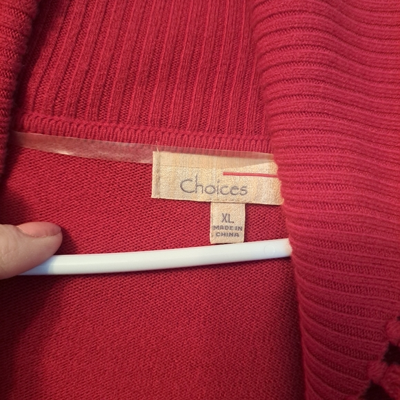 New wt Choices by Notations Red Fringe Shawl Collar Cardigan Sweater XL - Picture 4 of 11